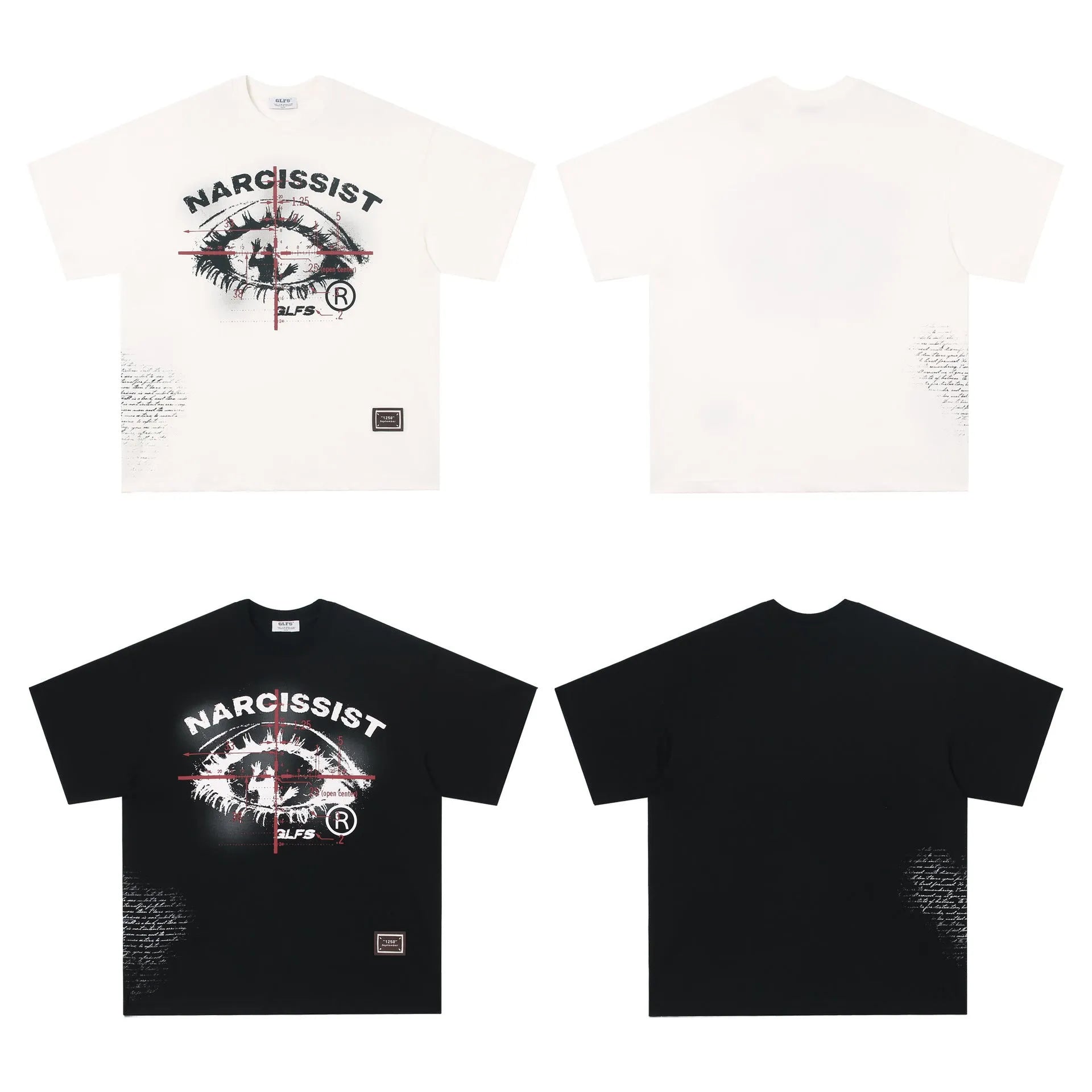 American retro hip hop gothic pure cotton T-shirt with letter pattern print in black colour