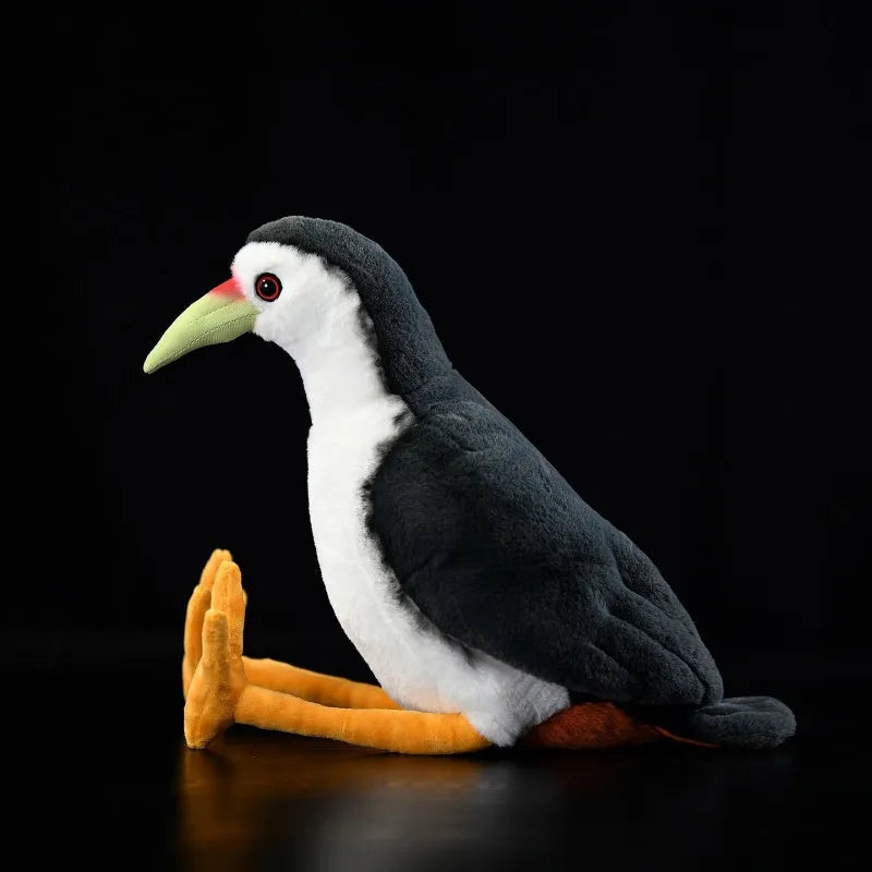 White-bellied rail plush toy in soft polyester, 27cm head-to-chest, white-breasted waterhen colouring