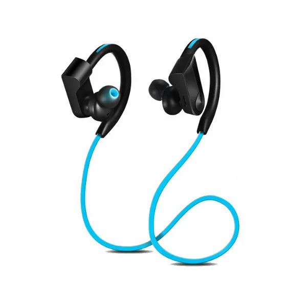Black wireless neck mounted Bluetooth earphones with neckband design and magnetic earpieces