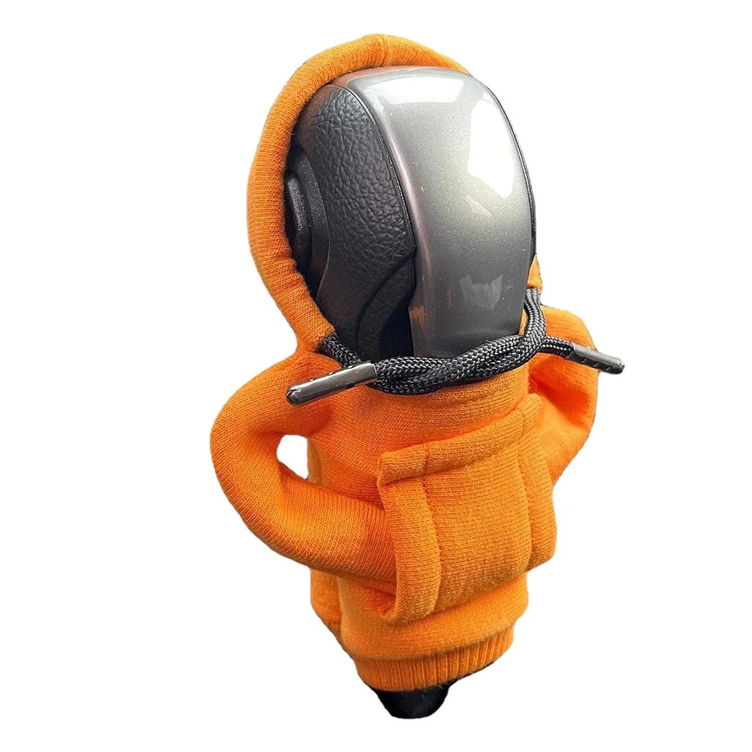 Cloth car gear shift knob cover in various colours showing 13cm by 8cm dimensions