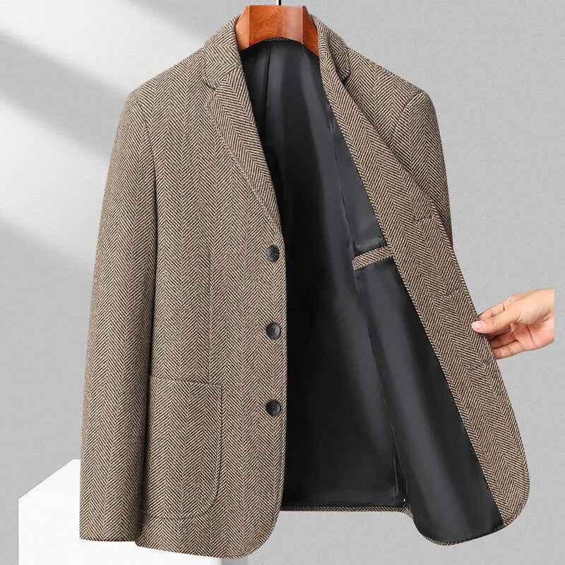 Men's loose fit polyester coat in black colour showing simple solid design for casual wear