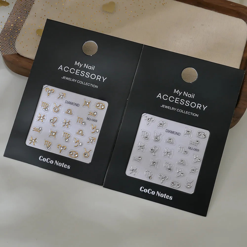 Constellation embossed adhesive relief nail sticker with ultra-thin seamless design in Hot Silver colour.