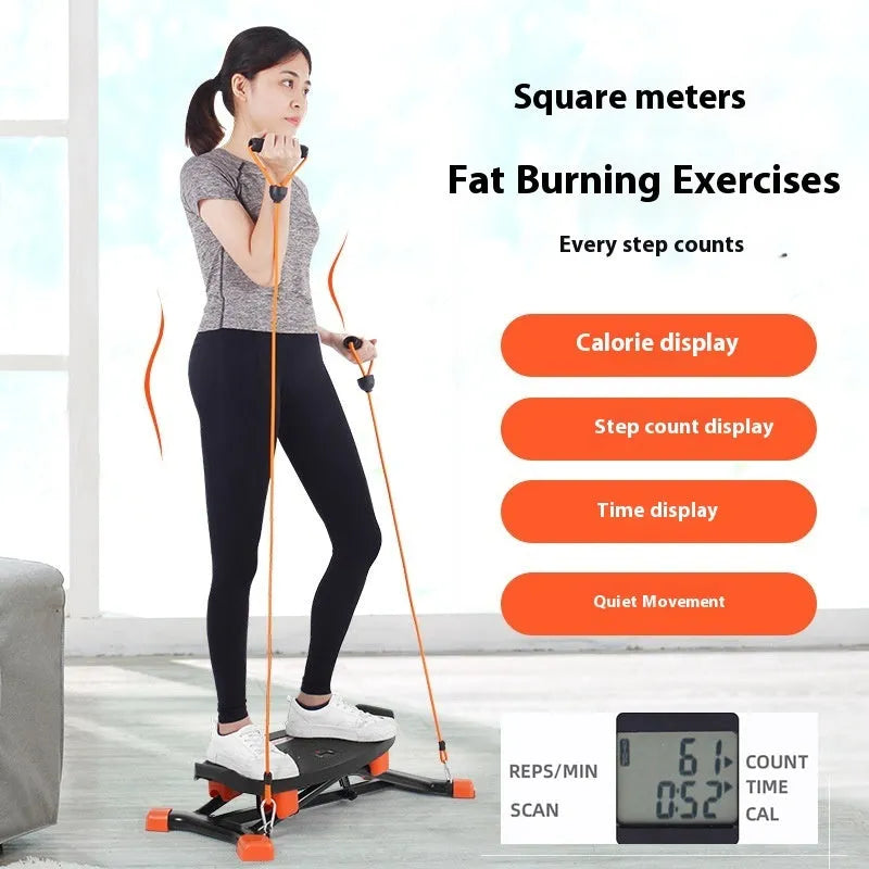 Black JS101A model mini indoor fitness skiing machine with elastic hand straps.