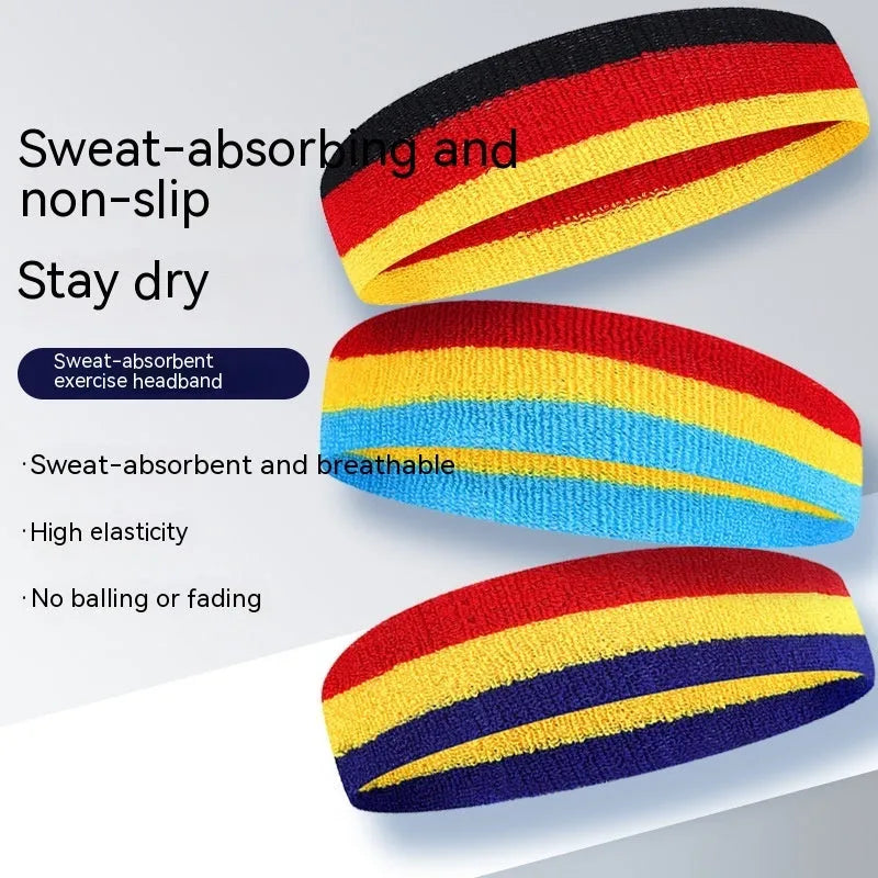 Colourful striped sports headband for adult yoga and running activities