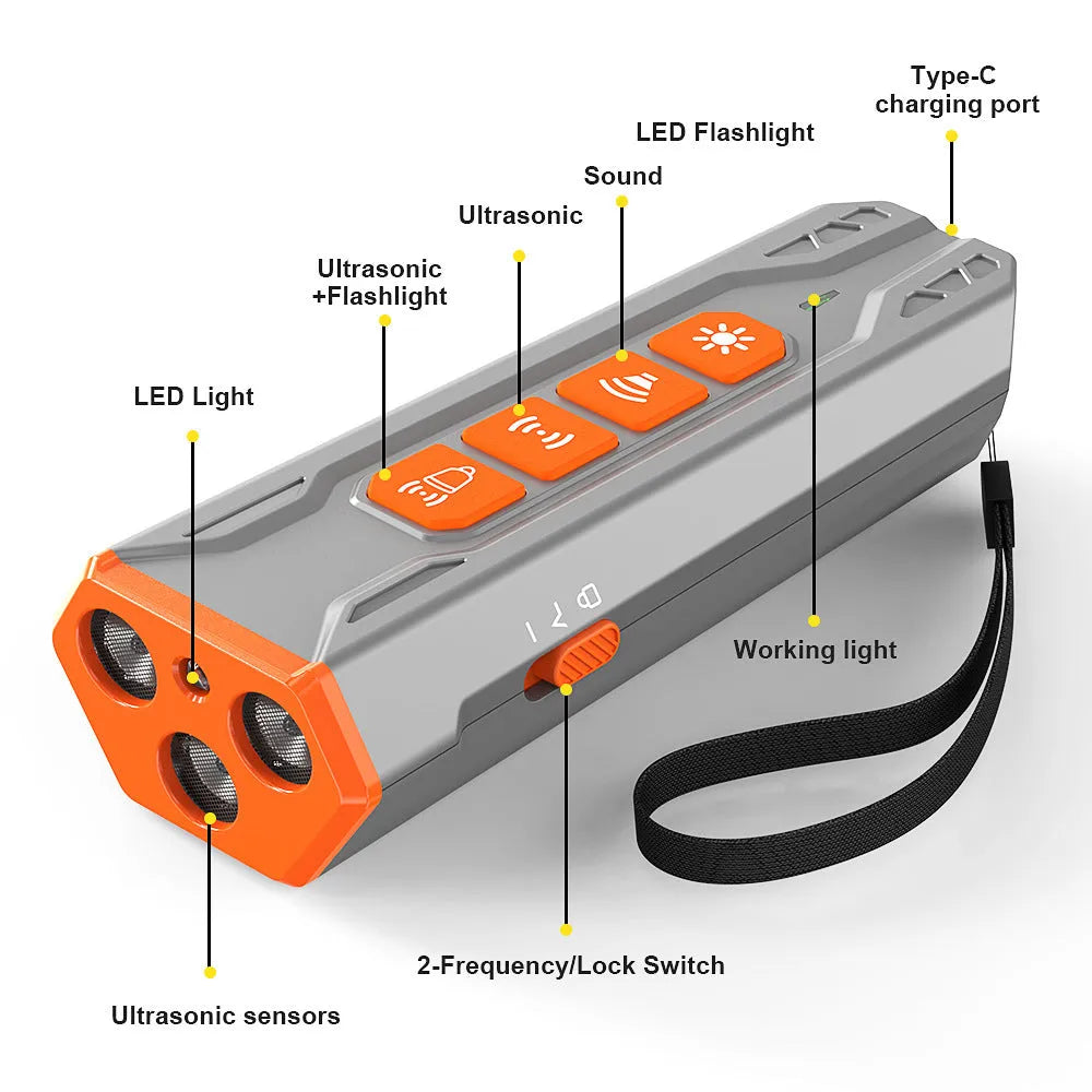 Creative Home Lighting Three Head Ultrasonic Dog Trainer in gray orange and black orange colour options.