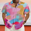 Hawaiian style short sleeve cardigan with stand collar and 3D print pattern in loose fit.