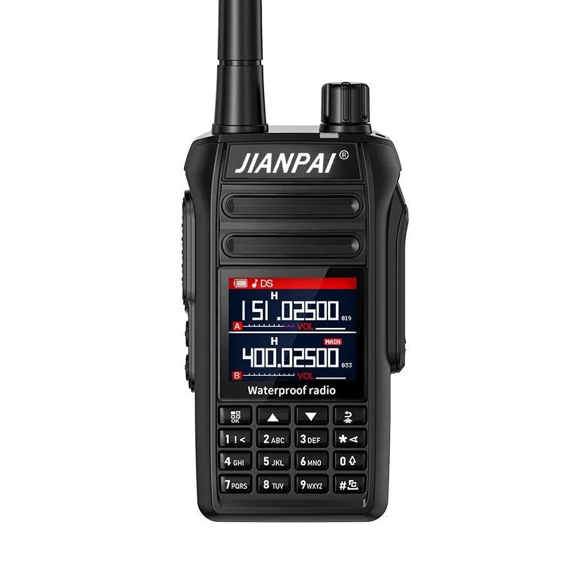 Black waterproof aviation interphone communication system with dustproof rating and complete accessory kit