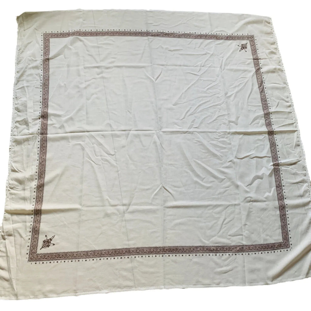 Large square printed polyester scarf in a selection of colours, shown flat to display its 138cm dimensions.