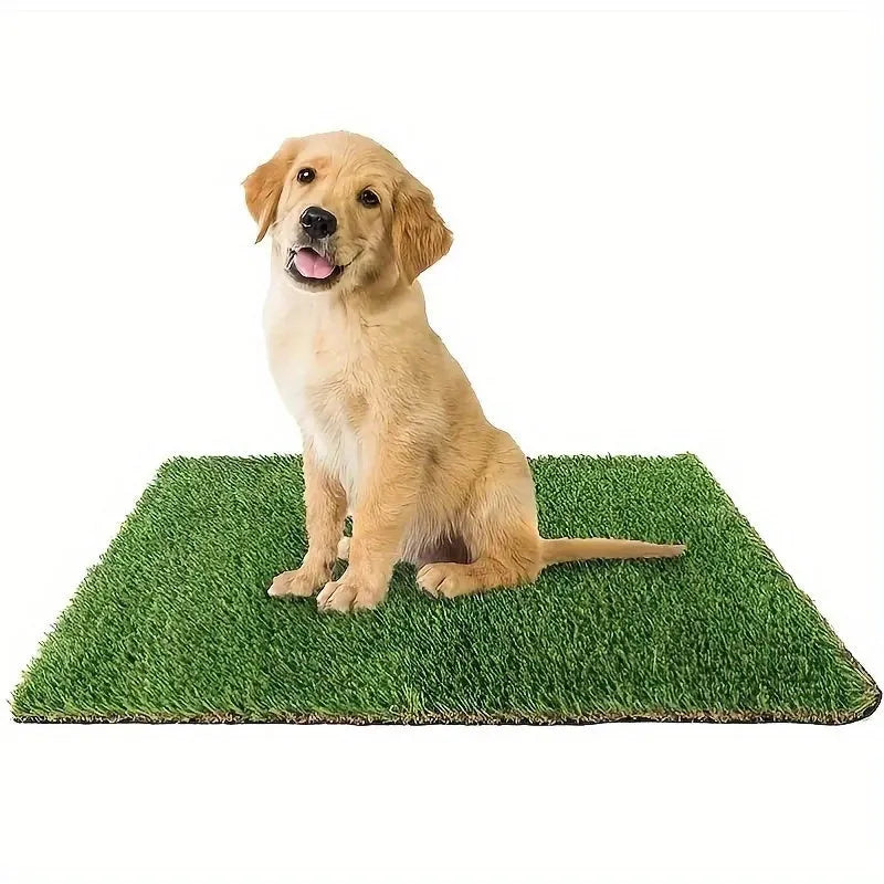 Artificial grass dog toilet mat for indoor pet training, shown in a small size on a floor.