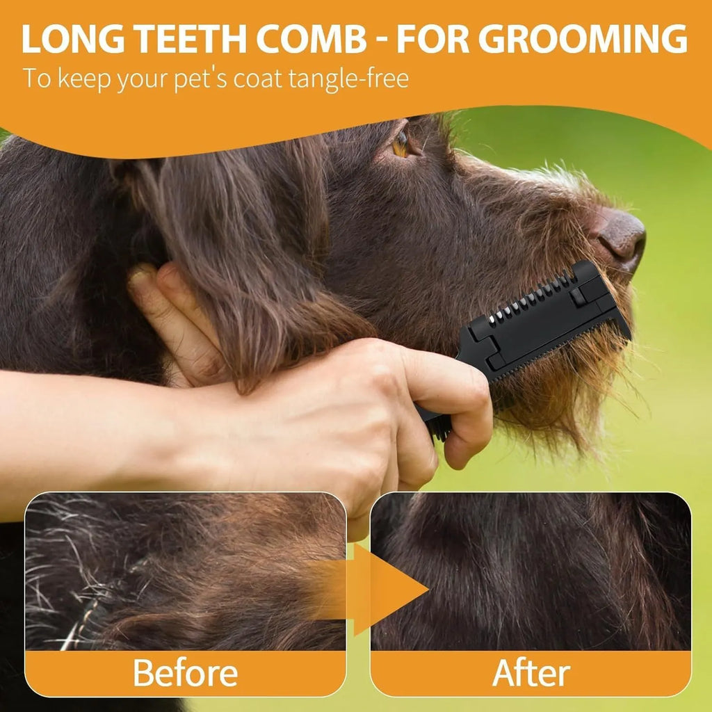 Pet razor comb and trimmer tool with spare blades for dog and cat grooming