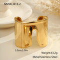 Women's wide stainless steel bracelet with gold plating and niche opening design