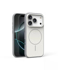 Blue frosted magnetic iPhone case with a prominent AI camera button on the side.