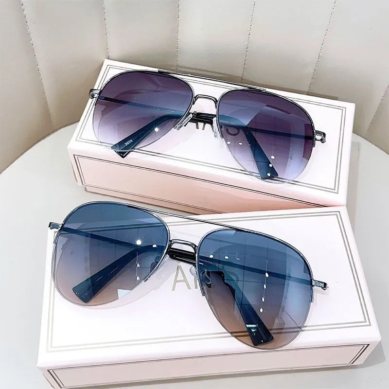 Metal frame aviator driving sunglasses with large lenses available in multiple colour combinations