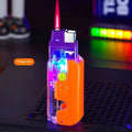 Colourful plastic windproof lighter with luminous radish design in orange, purple, or green options
