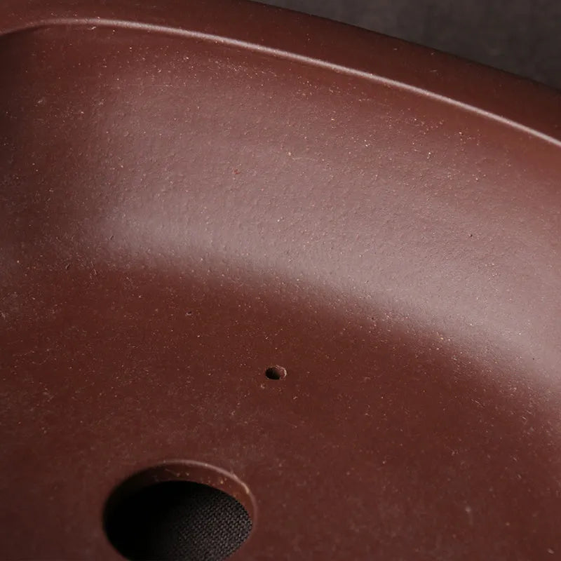 Handmade purple clay ceramic bonsai basin in classical Chinese style measuring 25x20cm
