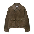 Women's casual PU leather jacket in pictured colour with regular fit and Asian sizing