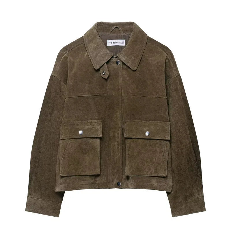 Women's casual PU leather jacket in pictured colour with regular fit and Asian sizing
