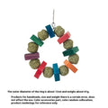 Hamster toy with woven straw ball ring and attached chew rod, shown in two colour variants.