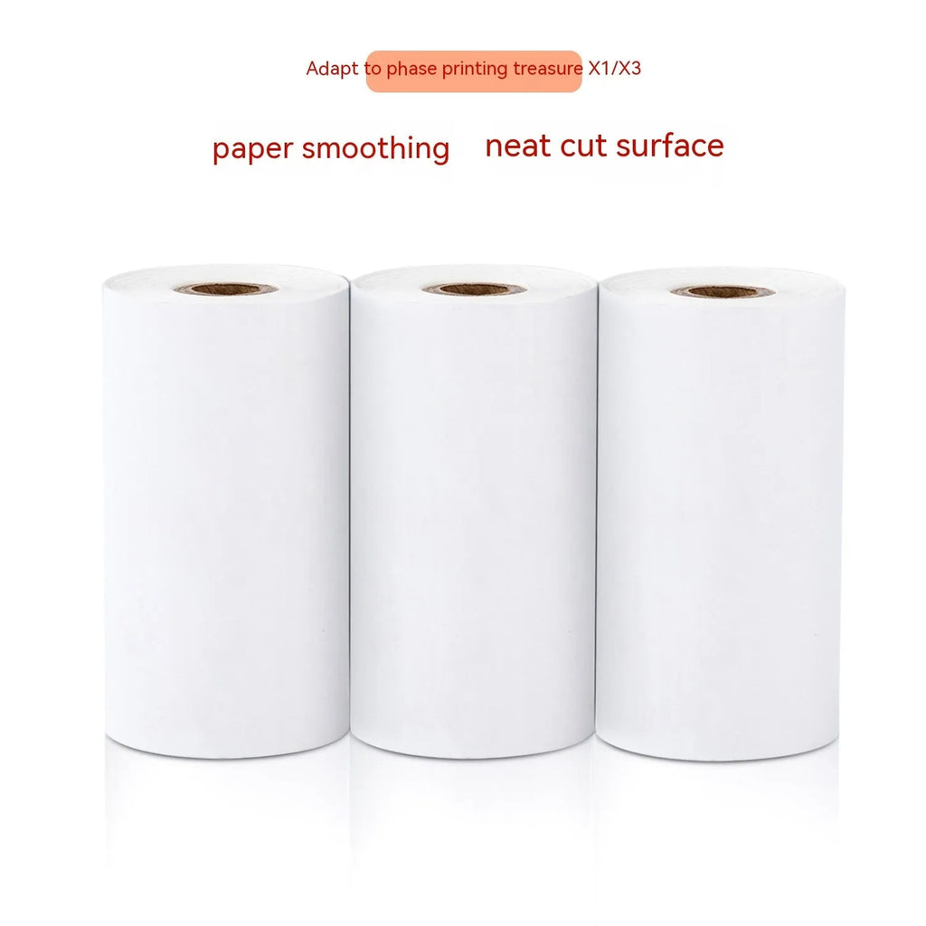Three rolls of 57x30mm thermal paper in packaging for small printers