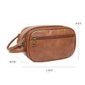 Men's black and brown solid colour PU toiletry bag with a zipped closure