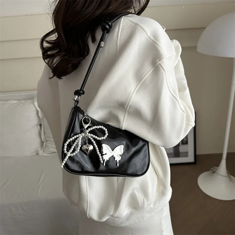 Urban simplicity PU shoulder messenger bag horizontal square shape sandwich pocket available in black white red silver