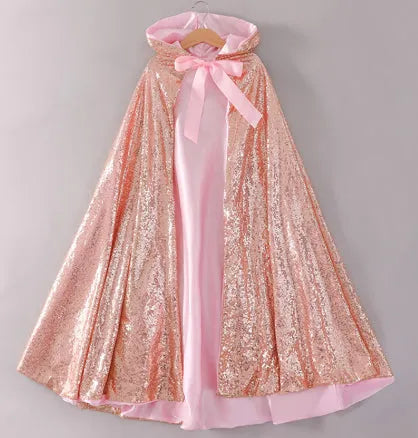Girls cotton lined cloak with double-breasted lace front, M size 80cm length