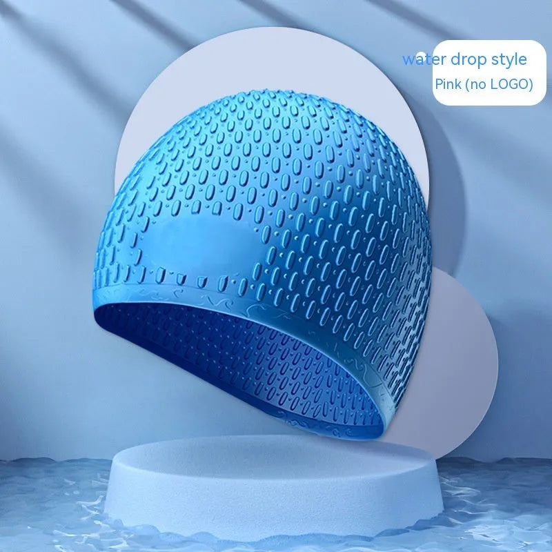 Solid colour silicone swimming cap for adults in one of nine available colours.