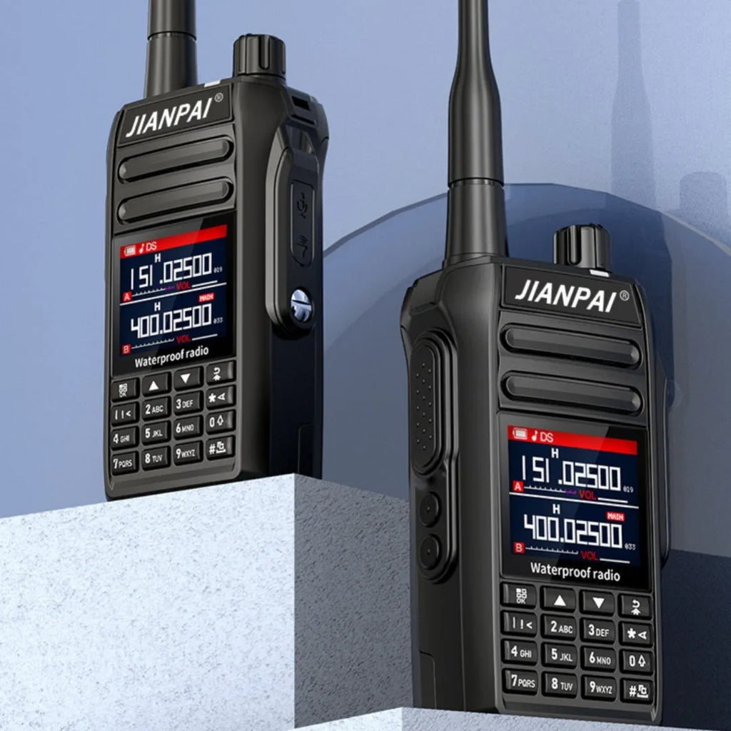 Black waterproof aviation interphone communication system with dustproof rating and complete accessory kit