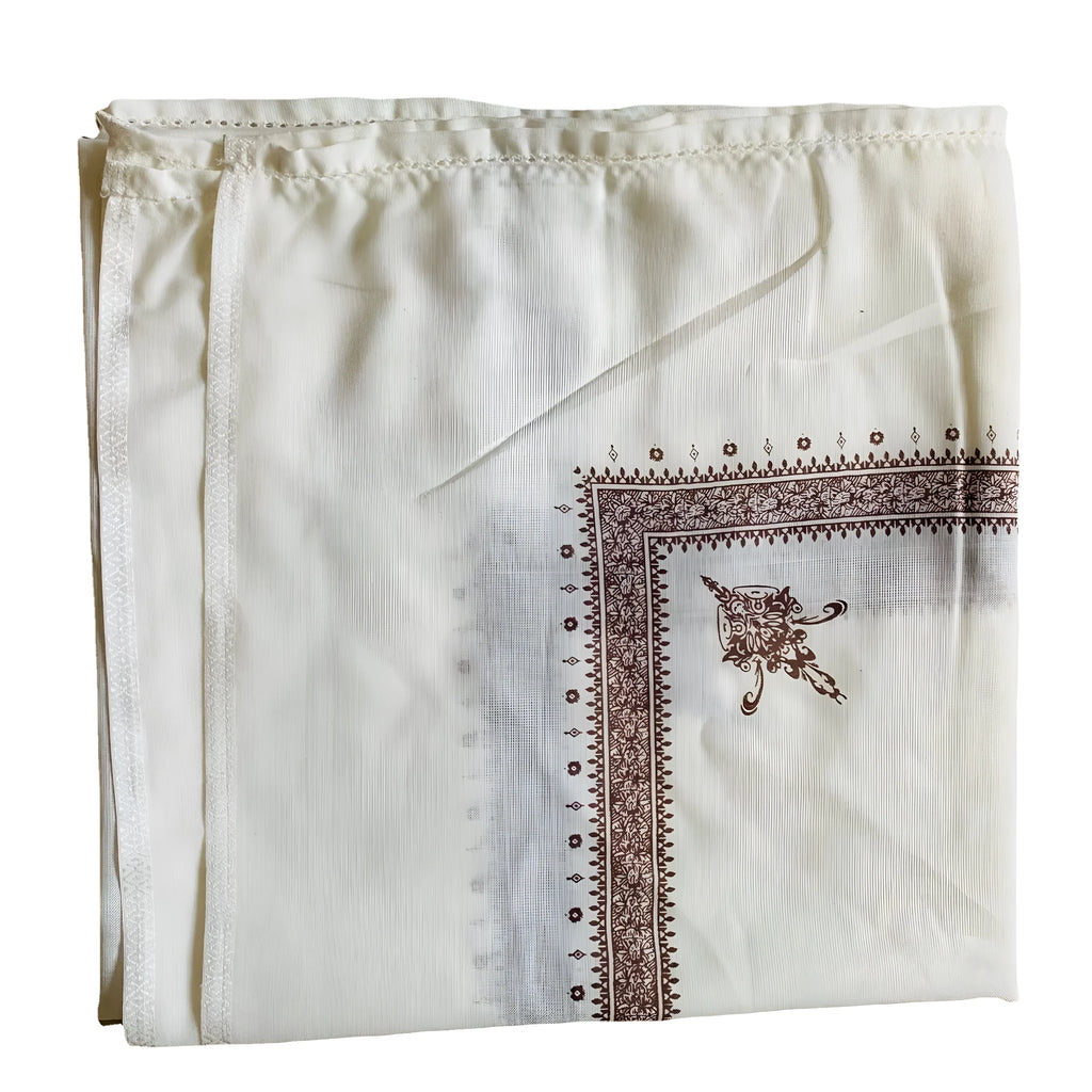 Large square printed polyester scarf in a selection of colours, shown flat to display its 138cm dimensions.