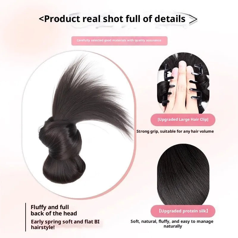 Wig grip bud-like hair style lazy updo gadget for ladies in brown and black high-temperature fibre