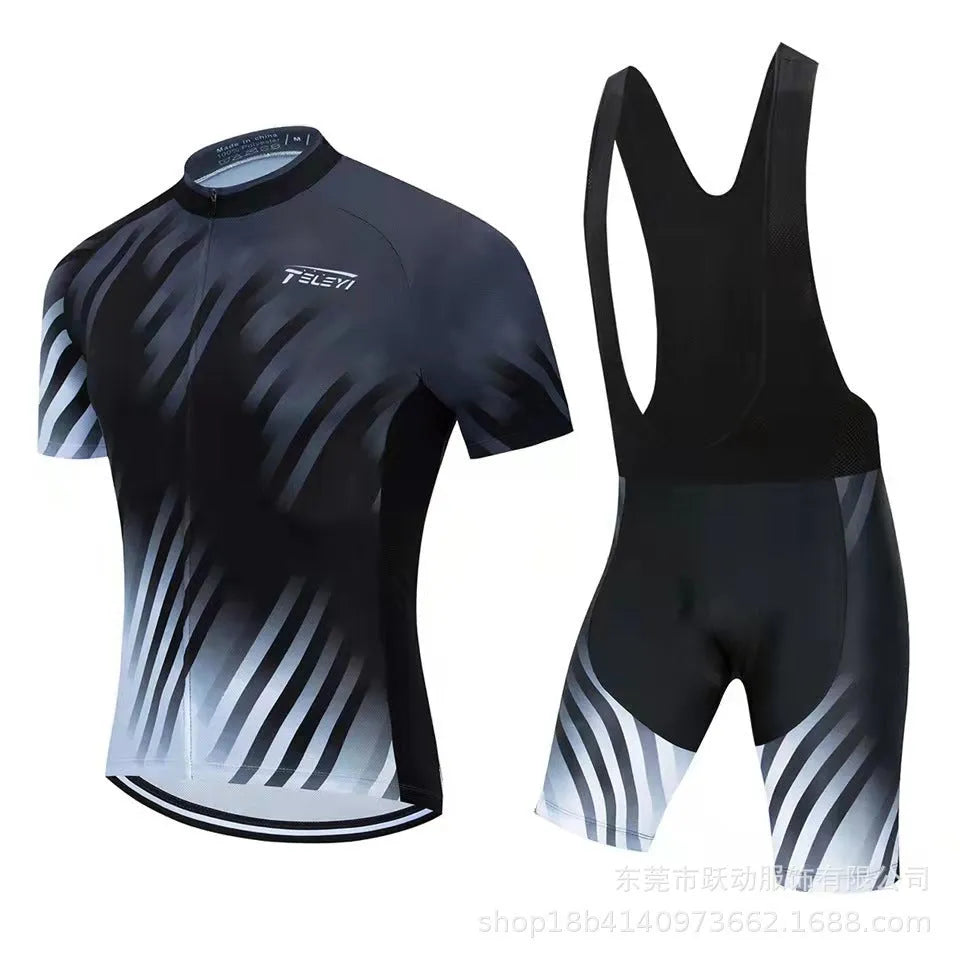Cycling jersey and pants set with moisture-absorbent fabric for summer riding in various colour options