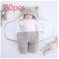 Cotton blend baby quilted sleeping bag wrapper shown in light blue colour