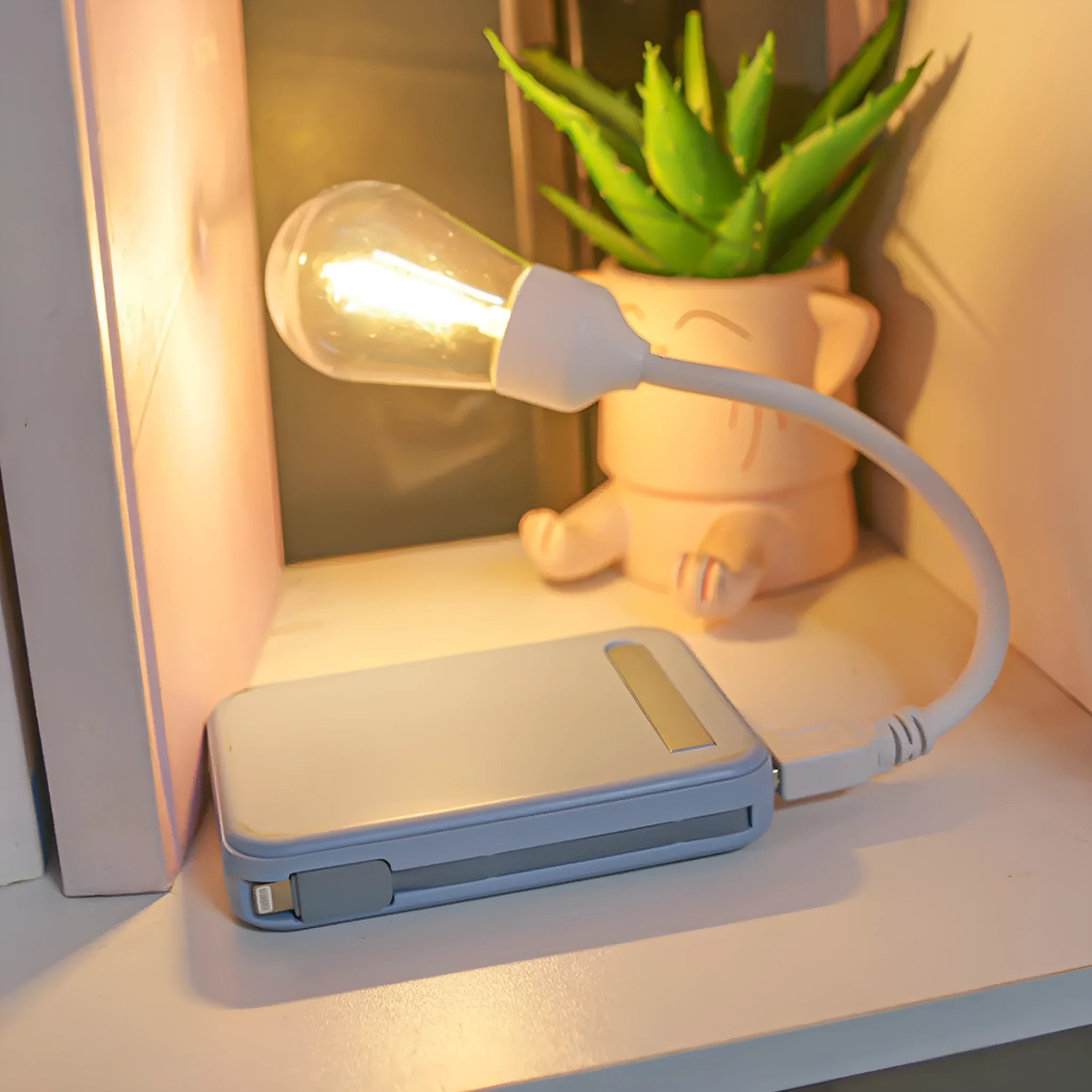 USB rechargeable folding tungsten night light showing compact portable design