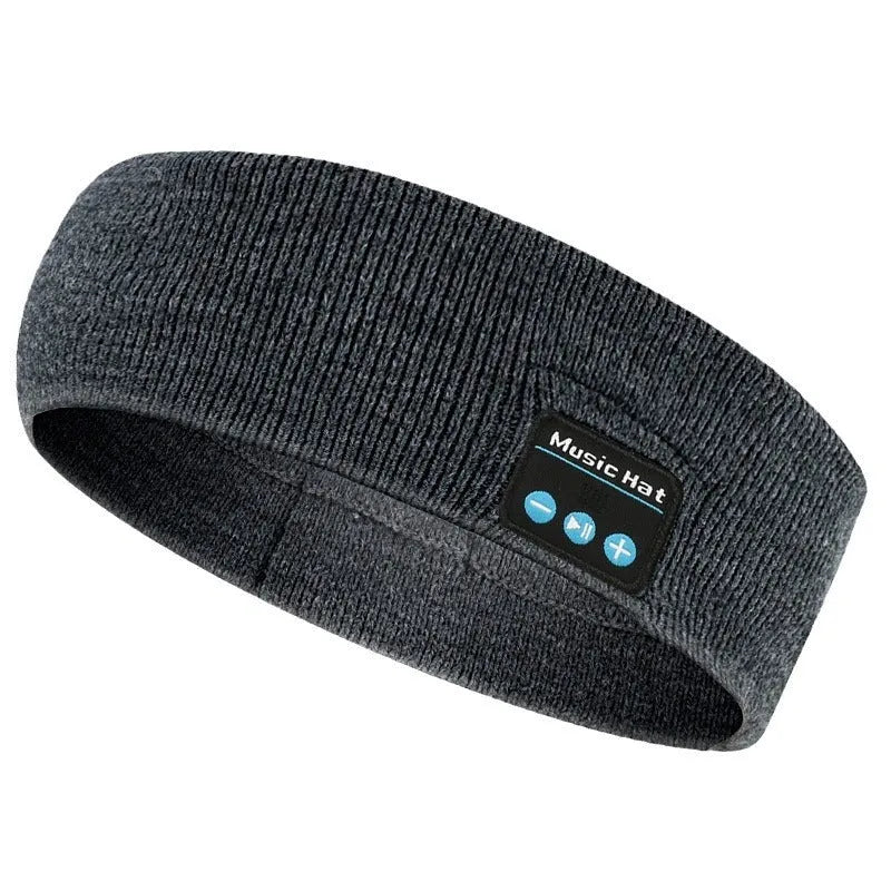 Bluetooth 5.4 headband with integrated eye mask and sports scarf in black, dark gray, or gray white