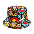 Floral pattern polyester bucket sun hat with dome crown design in size M