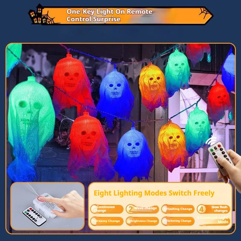 Halloween coloured LED light strings with battery box for indoor wall decoration