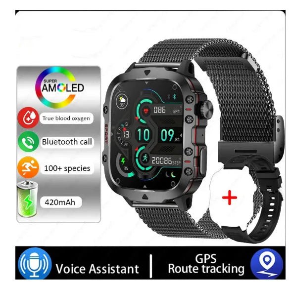 QX11 Smart Bluetooth Watch with zinc alloy case and TFT screen on a black silicone strap.