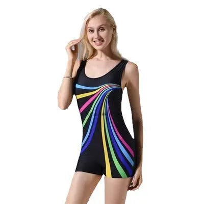 Women's quick-drying one-piece swimsuit in conservative sleeveless style