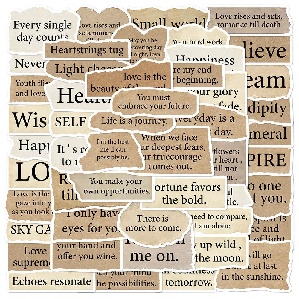 Set of 25 tear English design PVC decorative stickers for laptops and notebooks