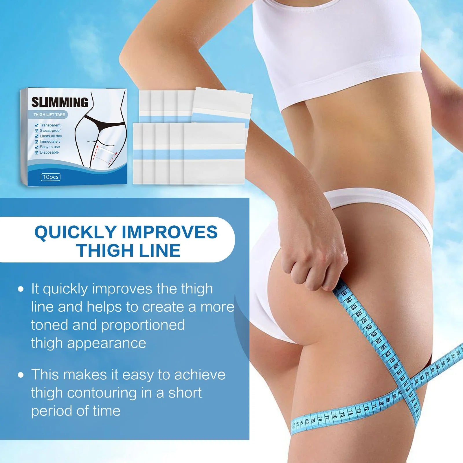Ten body shaping stickers in square 12x12 cm format with water-based gel containing collagen