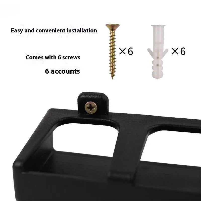 Black ABS plastic wall-mounted fishing rod holder for vertical or horizontal rod storage