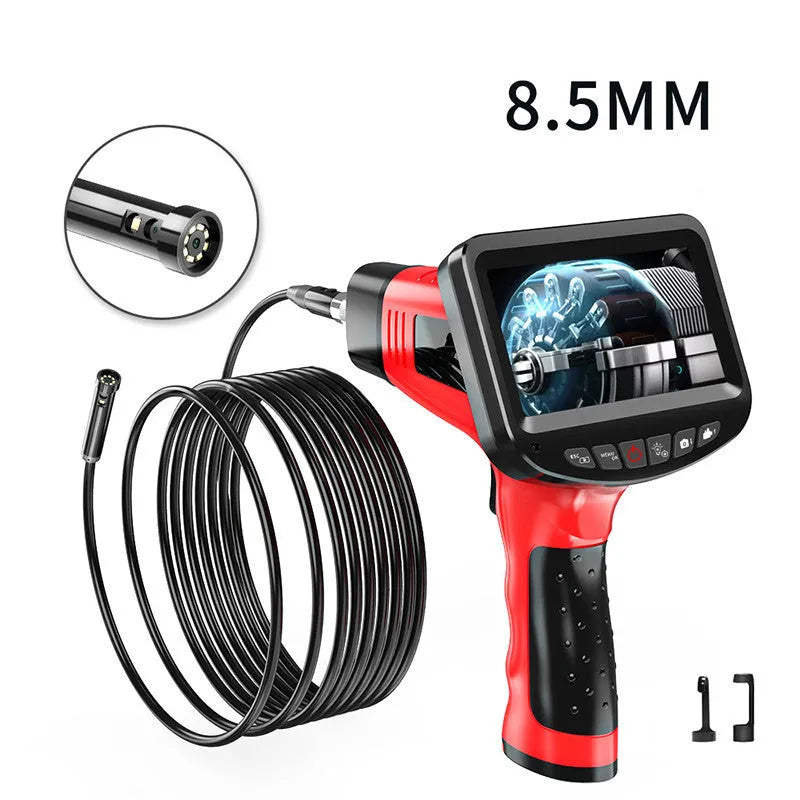 8.5mm dual lens endoscope inspection camera with LED lights and coiled cable