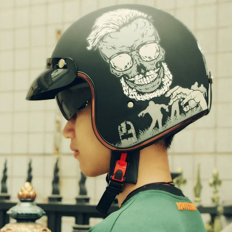 Retro-style electric bike half helmet for adults shown in multiple colour options