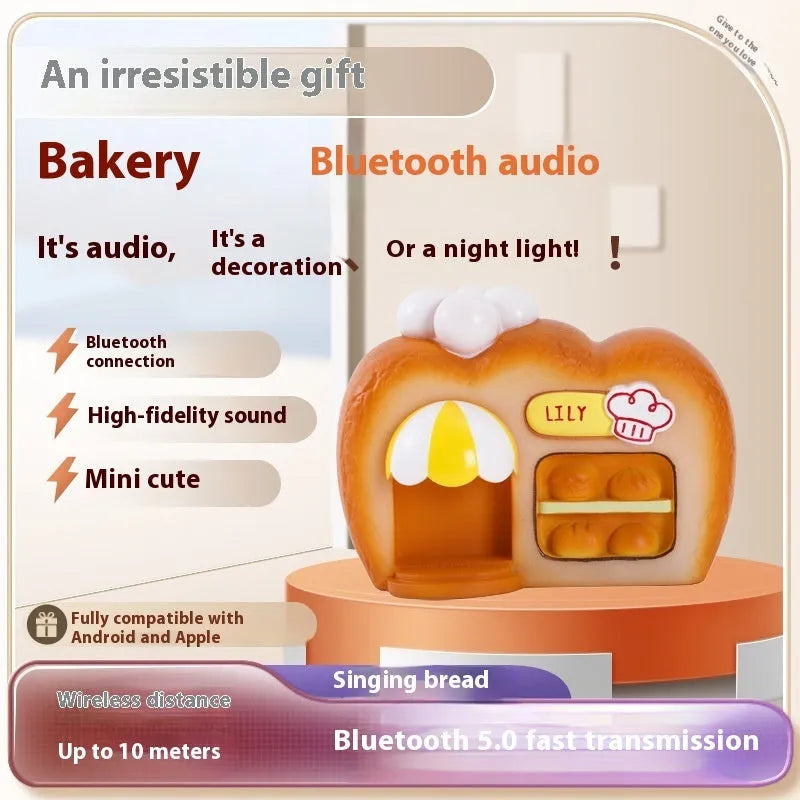 White ABS bakery Bluetooth speaker with glowing ornament design and 50mm driver