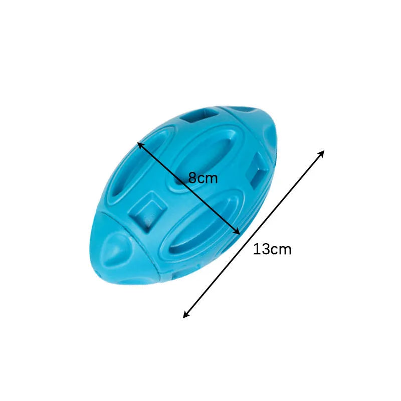 Natural rubber squeaky dog chew toy for aggressive chewers in blue, green and orange colour options