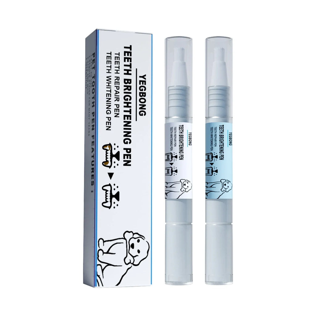 Yegbong pet teeth whitening pen with dental brush attachments for dogs and cats