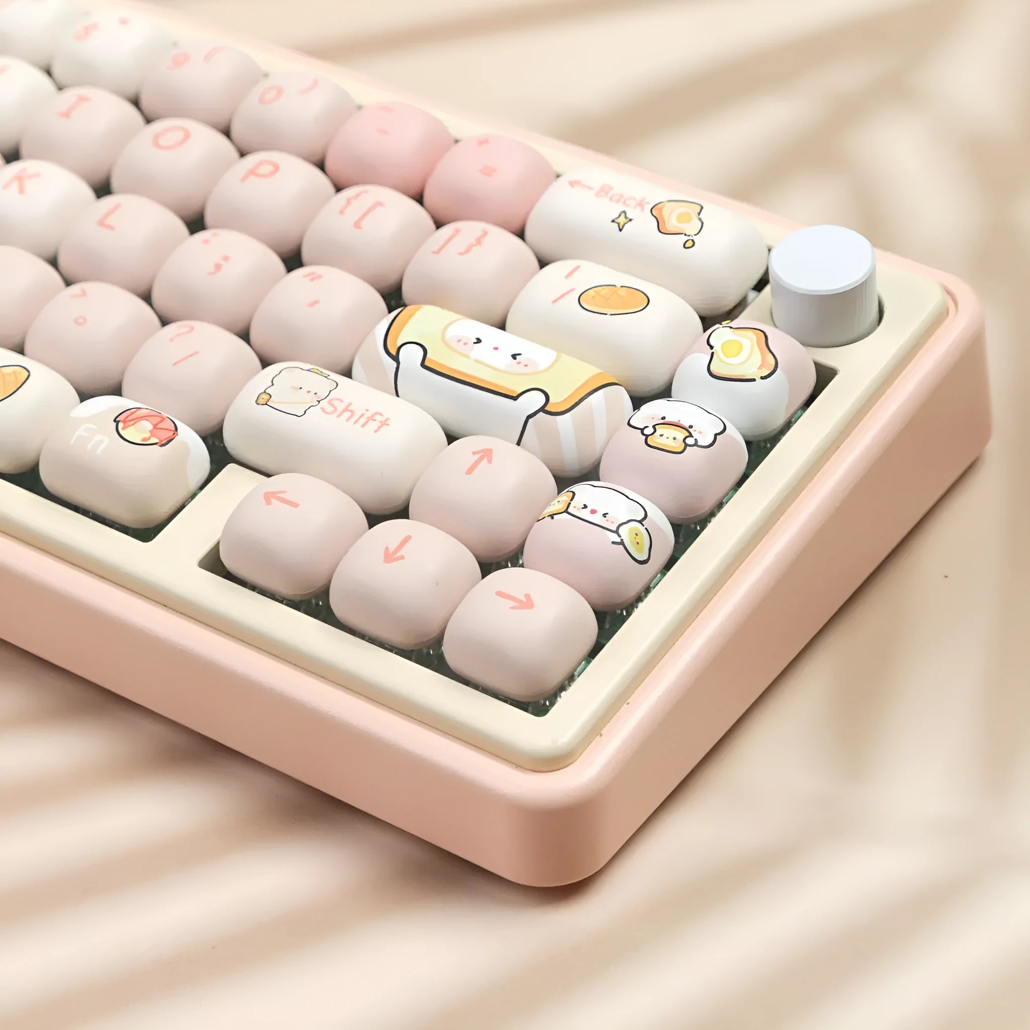 MOG Steamed Bread Bread Bear PBT keycap set for mechanical keyboards, showing colourful sublimated design.