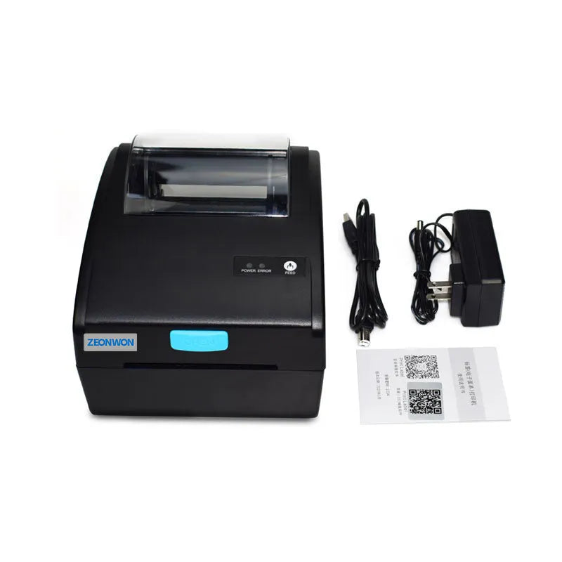 White Bluetooth thermal label printer with USB connection for shipping labels