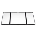 Silver car folding makeup mirror shown open and closed, model SD-2408