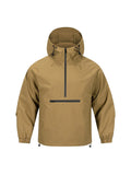 Men's Korean-style loose half-zip hooded corduroy jacket in light grey colour